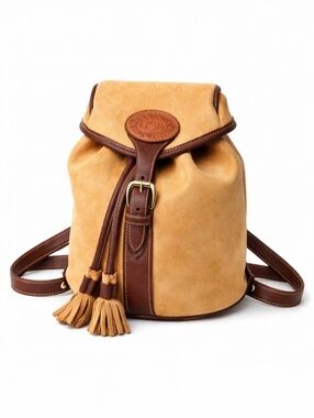 Vintage Dooney & Bourke Nubuc Suede Backpack USA Tassel AWL Tan Leather